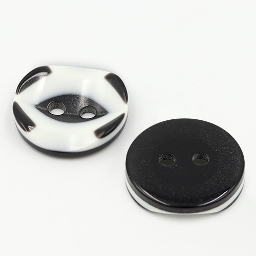 19262 Sullivans 15mm Round Plastic Button 2 Hole With Black Markings - White - 75 In A Tube