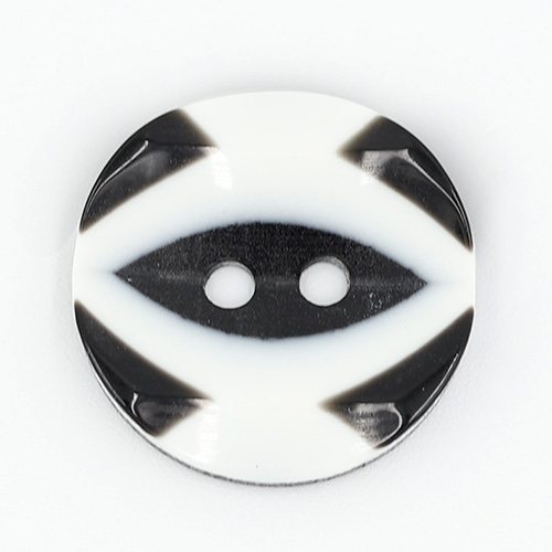 19263 Sullivans 18mm Round Plastic Button 2 Hole With Black Markings - White - 55 In A Tube