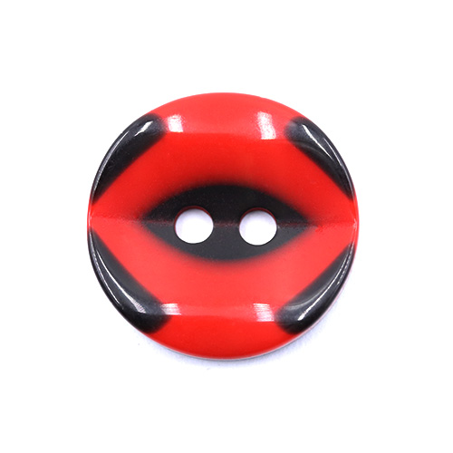 19265 Sullivans 15mm Round Plastic Button 2 Hole With Black Markings - Red - 75 In A Tube