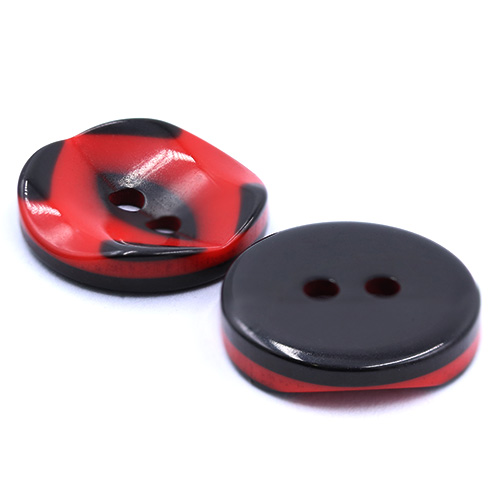 19265 Sullivans 15mm Round Plastic Button 2 Hole With Black Markings - Red - 75 In A Tube