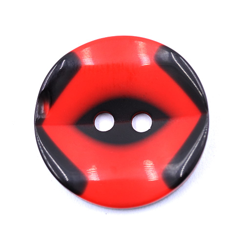 19266 Sullivans 18mm Round Plastic Button 2 Hole With Black Markings - Red - 55 In A Tube