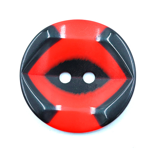 19267 Sullivans 25mm Round Plastic Button 2 Hole With Black Markings - Red - 35 In A Tube