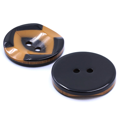 19270 Sullivans 25mm Round Plastic Button 2 Hole With Black Markings - Dark Yellow - 35 In A Tube