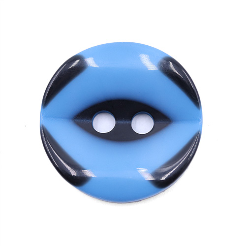 19271 Sullivans 15mm Round Plastic Button 2 Hole With Black Markings - Blue - 75 In A Tube