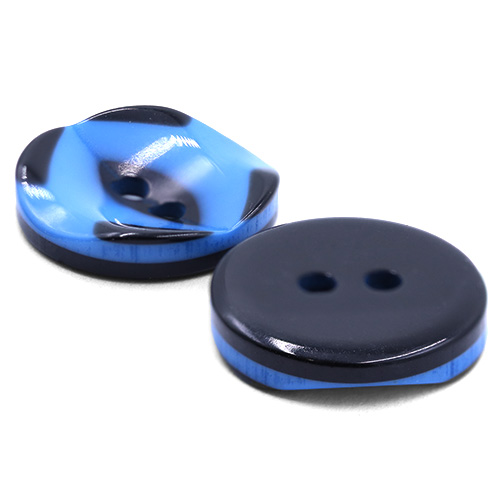 19271 Sullivans 15mm Round Plastic Button 2 Hole With Black Markings - Blue - 75 In A Tube