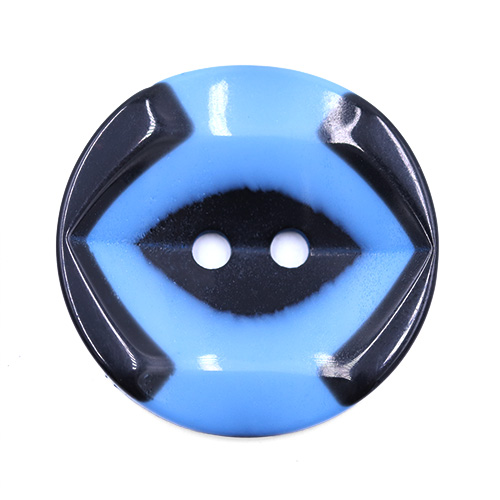 19273 Sullivans 25mm Round Plastic Button 2 Hole With Black Markings - Blue - 35 In A Tube