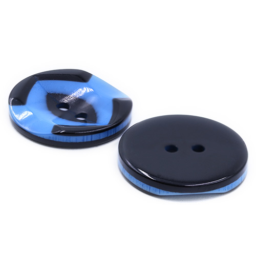 19273 Sullivans 25mm Round Plastic Button 2 Hole With Black Markings - Blue - 35 In A Tube