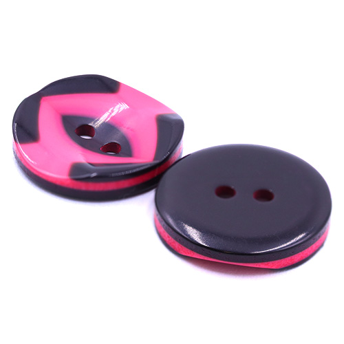 19281 Sullivans 18mm Round Plastic Button 2 Hole With Black Markings - Hot Pink - 55 In A Tube