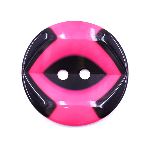 19282 Sullivans 25mm Round Plastic Button 2 Hole With Black Markings - Hot Pink - 35 In A Tube