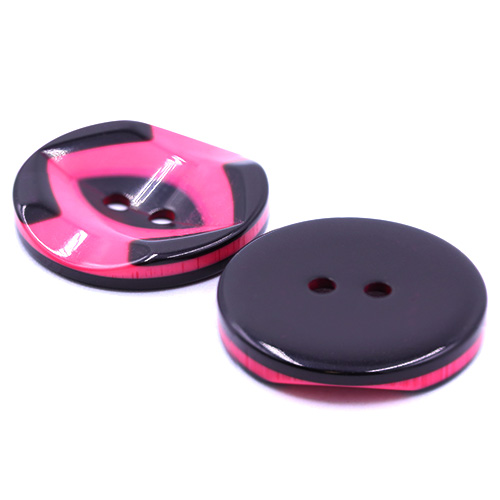 19282 Sullivans 25mm Round Plastic Button 2 Hole With Black Markings - Hot Pink - 35 In A Tube