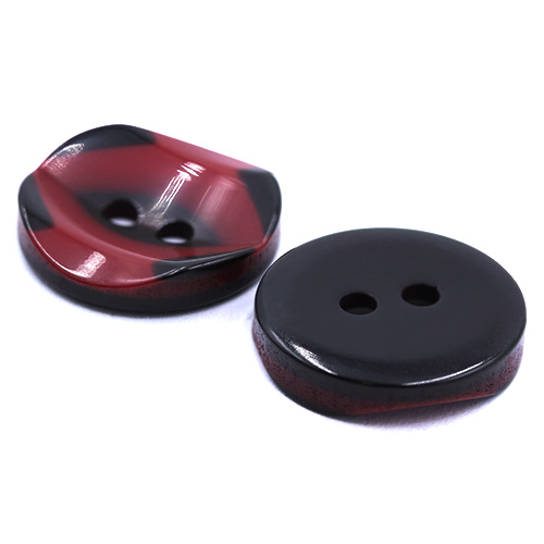 19283 Sullivans 15mm Round Plastic Button 2 Hole With Black Markings - Wine - 75 In A Tube