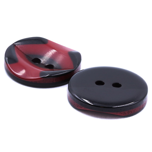 19284 Sullivans 18mm Round Plastic Button 2 Hole With Black Markings - Wine - 55 In A Tube