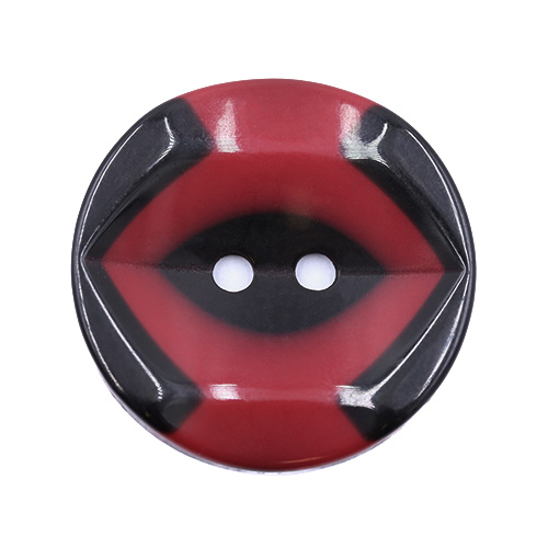 19285 Sullivans 25mm Round Plastic Button 2 Hole With Black Markings - Wine - 35 In A Tube