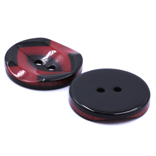 19285 Sullivans 25mm Round Plastic Button 2 Hole With Black Markings - Wine - 35 In A Tube