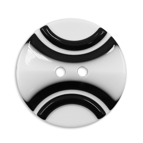19290 Sullivans 25mm Round Plastic Button 2 Hole With 2 Black Semi Circles - White - 35 In A Tube