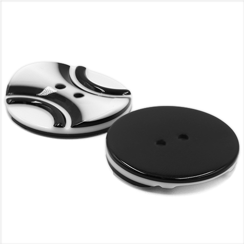 19290 Sullivans 25mm Round Plastic Button 2 Hole With 2 Black Semi Circles - White - 35 In A Tube