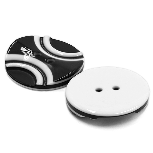 19293 Sullivans 25mm Round Plastic Button 2 Hole With 2 White Semi Circles - Black - 35 In A Tube