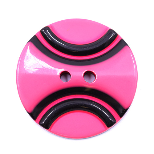 19296 Sullivans 25mm Round Plastic Button 2 Hole With 2 Black Semi Circles - Hot Pink - 35 In A Tube
