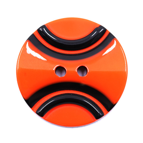 19299 Sullivans 25mm Round Plastic Button 2 Hole With 2 Black Semi Circles - Orange - 35 In A Tube