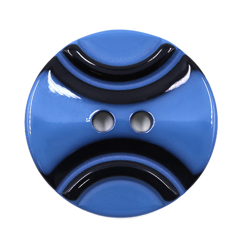 19301 Sullivans 18mm Round Plastic Button 2 Hole With 2 Black Semi Circles - Mid Blue - 70 In A Tube