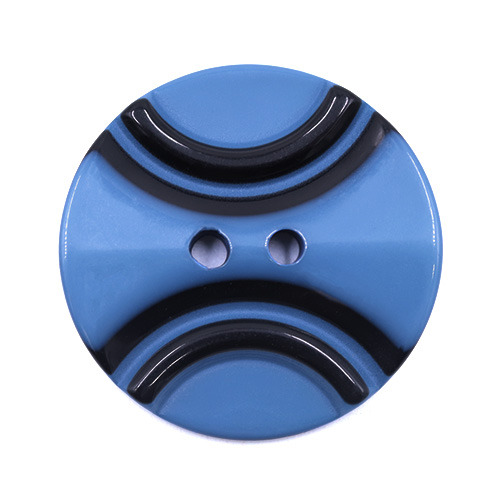 19302 Sullivans 25mm Round Plastic Button 2 Hole With 2 Black Semi Circles - Mid Blue - 35 In A Tube