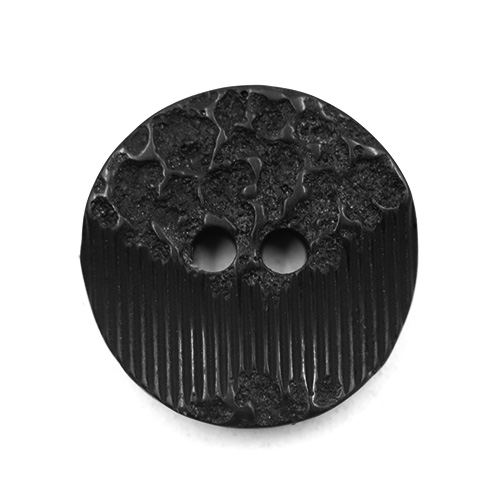 19307 Sullivans 15mm Round Plastic Button 2 Hole With 2 Textured Patterns - Black - 80 In A Tube