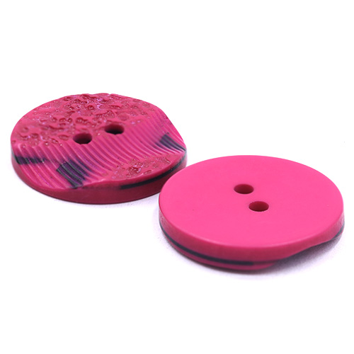 19311 Sullivans 21mm Round Plastic Button 2 Hole With 2 Textured Patterns - Hot Pink With A Splash Of Blac