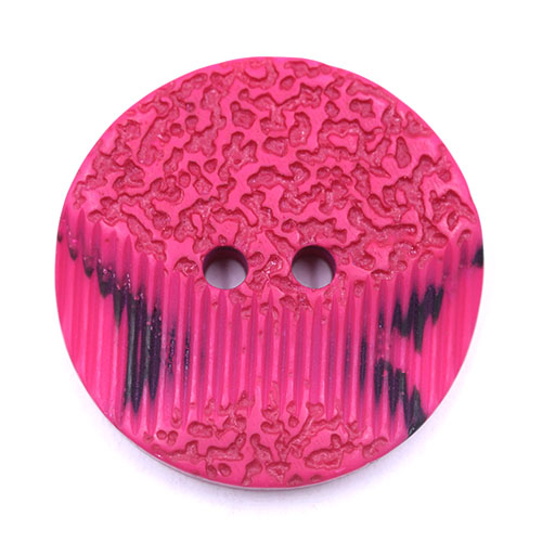 19312 Sullivans 30mm Round Plastic Button 2 Hole With 2 Textured Patterns - Hot Pink With A Splash Of Blac