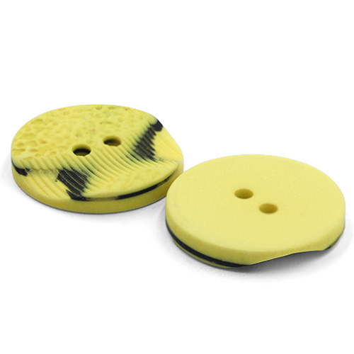 19317 Sullivans 21mm Round Plastic Button 2 Hole With 2 Textured Patterns - Yellow With A Splash Of Black 