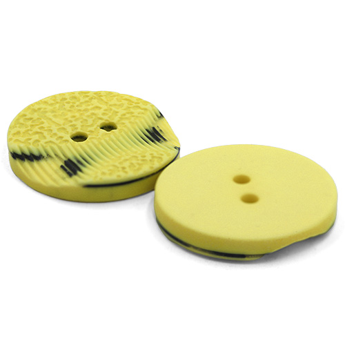 19318 Sullivans 30mm Round Plastic Button 2 Hole With 2 Textured Patterns - Yellow With A Splash Of Black 