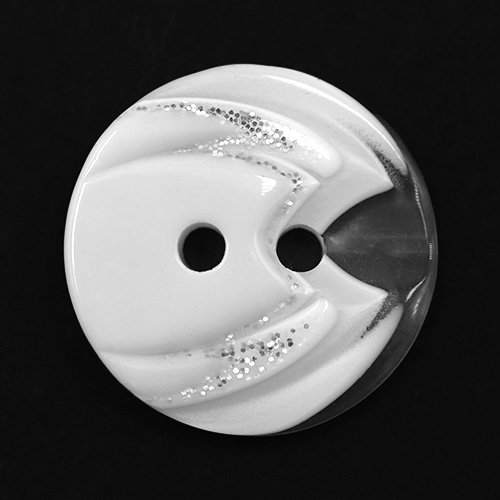 19319 Sullivans 18mm Round Plastic Button 2 Hole With Stepped Glitter Insert - White - 65 In A Tube