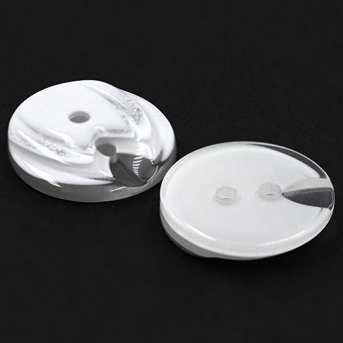 19319 Sullivans 18mm Round Plastic Button 2 Hole With Stepped Glitter Insert - White - 65 In A Tube