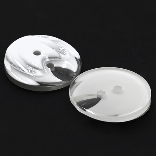 19320 Sullivans 25mm Round Plastic Button 2 Hole With Stepped Glitter Insert - White - 35 In A Tube