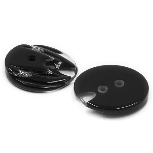 19321 Sullivans 18mm Round Plastic Button 2 Hole With Stepped Glitter Insert - Black - 65 In A Tube