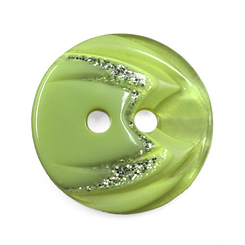 19325 Sullivans 18mm Round Plastic Button 2 Hole With Stepped Glitter Insert - Green - 65 In A Tube