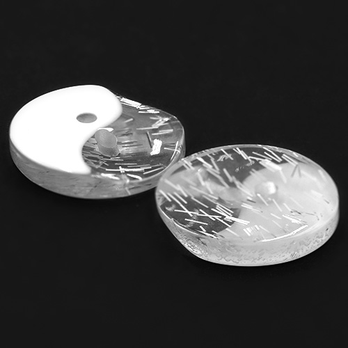 19332 Sullivans 21mm Round Plastic Buttons With Yin Yang Pattern - White/clear - 50 In A Tube