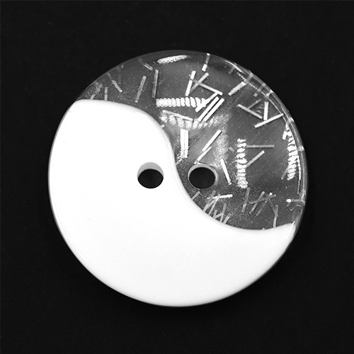 19333 Sullivans 25mm Round Plastic Buttons With Yin Yang Pattern - White/clear - 35 In A Tube