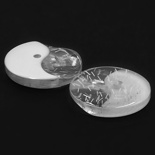 19333 Sullivans 25mm Round Plastic Buttons With Yin Yang Pattern - White/clear - 35 In A Tube