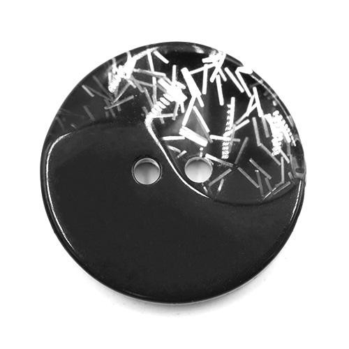 19339 Sullivans 25mm Round Plastic Buttons With Yin Yang Pattern - Blackclear - 35 In A Tube