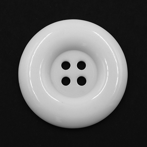 19344 Sullivans 30mm Round Plastic Buttons With Four Holes & Depressed Centre - White - 35 In A Tube