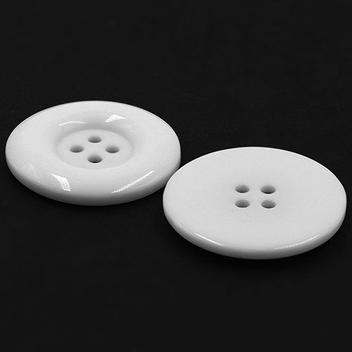 19344 Sullivans 30mm Round Plastic Buttons With Four Holes & Depressed Centre - White - 35 In A Tube