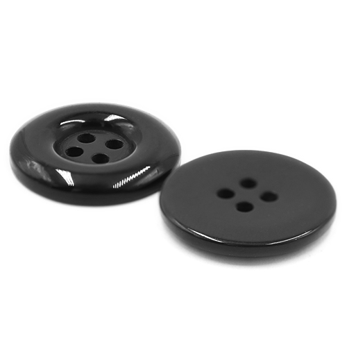 19346 Sullivans 18mm Round Plastic Buttons With Four Holes & Depressed Centre - Black - 105 In A Tube