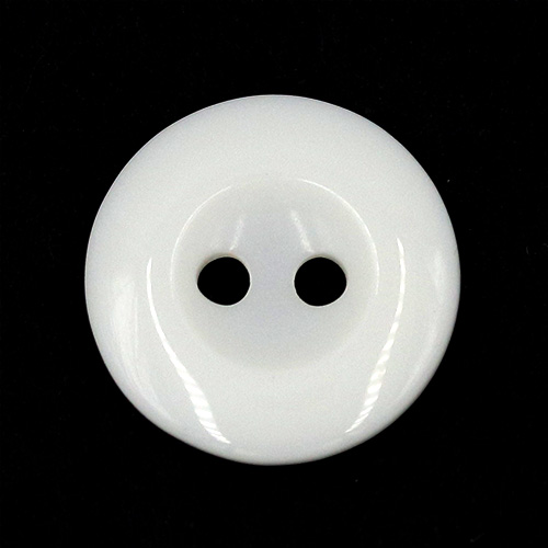 19351 Sullivans 15mm Round Plastic Buttons With Two Holes & Depressed Centre - White - 100 In A Tube