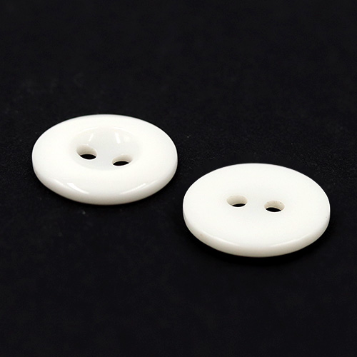 19351 Sullivans 15mm Round Plastic Buttons With Two Holes & Depressed Centre - White - 100 In A Tube