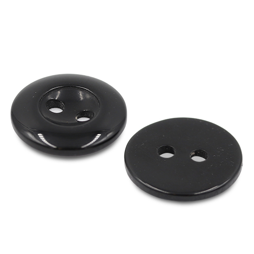 19355 Sullivans 15mm Round Plastic Buttons With Two Holes & Depressed Centre - Black - 100 In A Tube