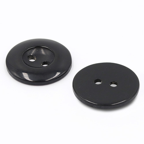 19356 Sullivans 18mm Round Plastic Buttons With Two Holes & Depressed Centre - Black - 80 In A Tube