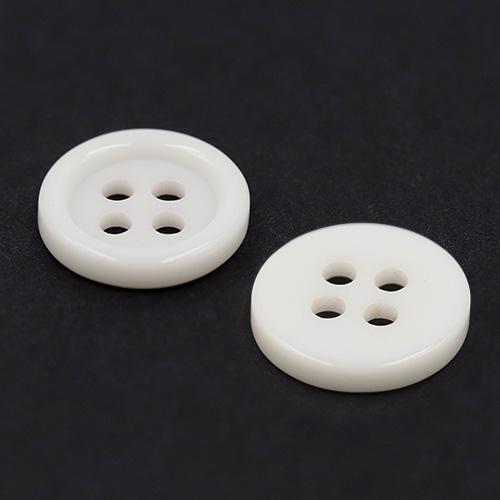 19375 Sullivans 11mm Round Plastic Buttons With Four Holes & Raised Rim - White - 130 In A Tube