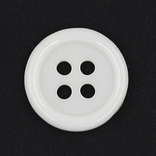 19376 Sullivans 13mm Round Plastic Buttons With Four Holes & Raised Rim - White - 110 In A Tube
