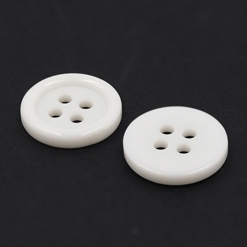 19376 Sullivans 13mm Round Plastic Buttons With Four Holes & Raised Rim - White - 110 In A Tube