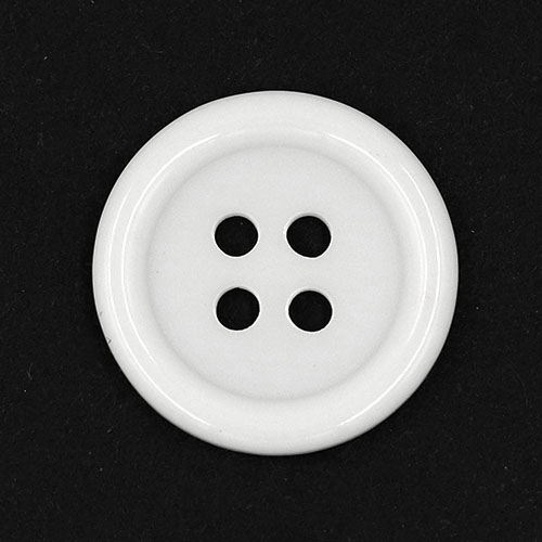 19378 Sullivans 18mm Round Plastic Buttons With Four Holes & Raised Rim - White - 75 In A Tube